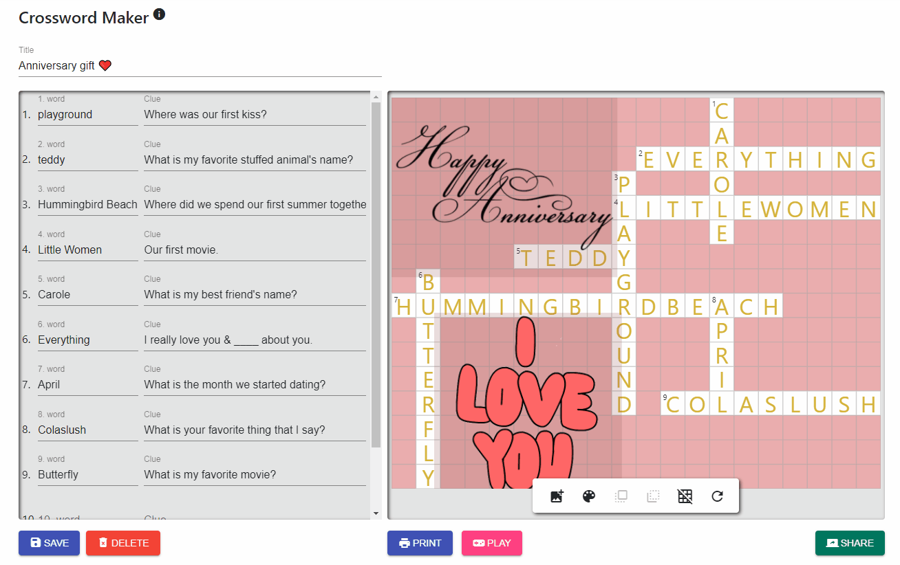 How to share a crossword?